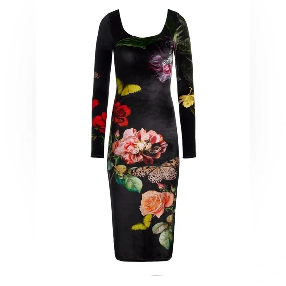 ALICE + OLIVIA DELORA VELVET MIDI DRESS, Size 2, $395 - Picture 7 of 10